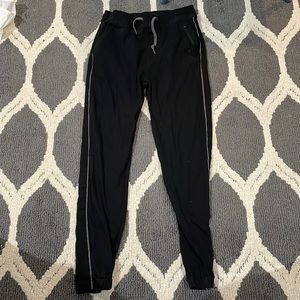 Black with grey stripe joggers